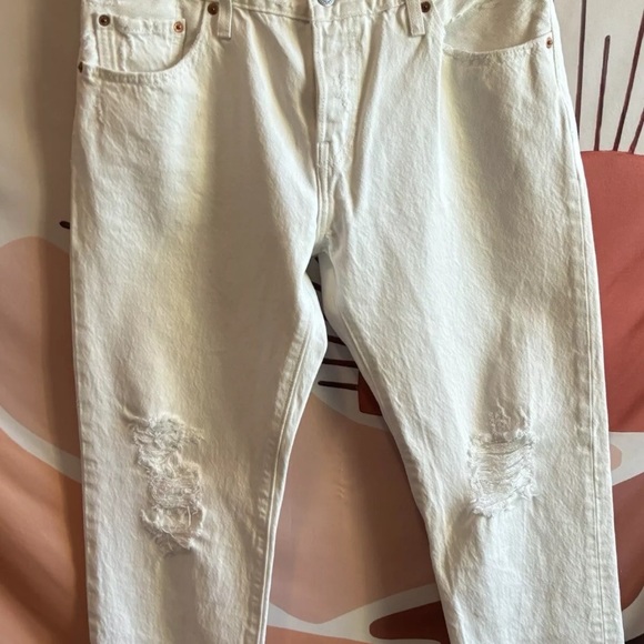 Levis 501 CT Button Fly Jeans Mens 30x27 White Denim 100% Cotton MEASURED SIZE - Picture 5 of 12